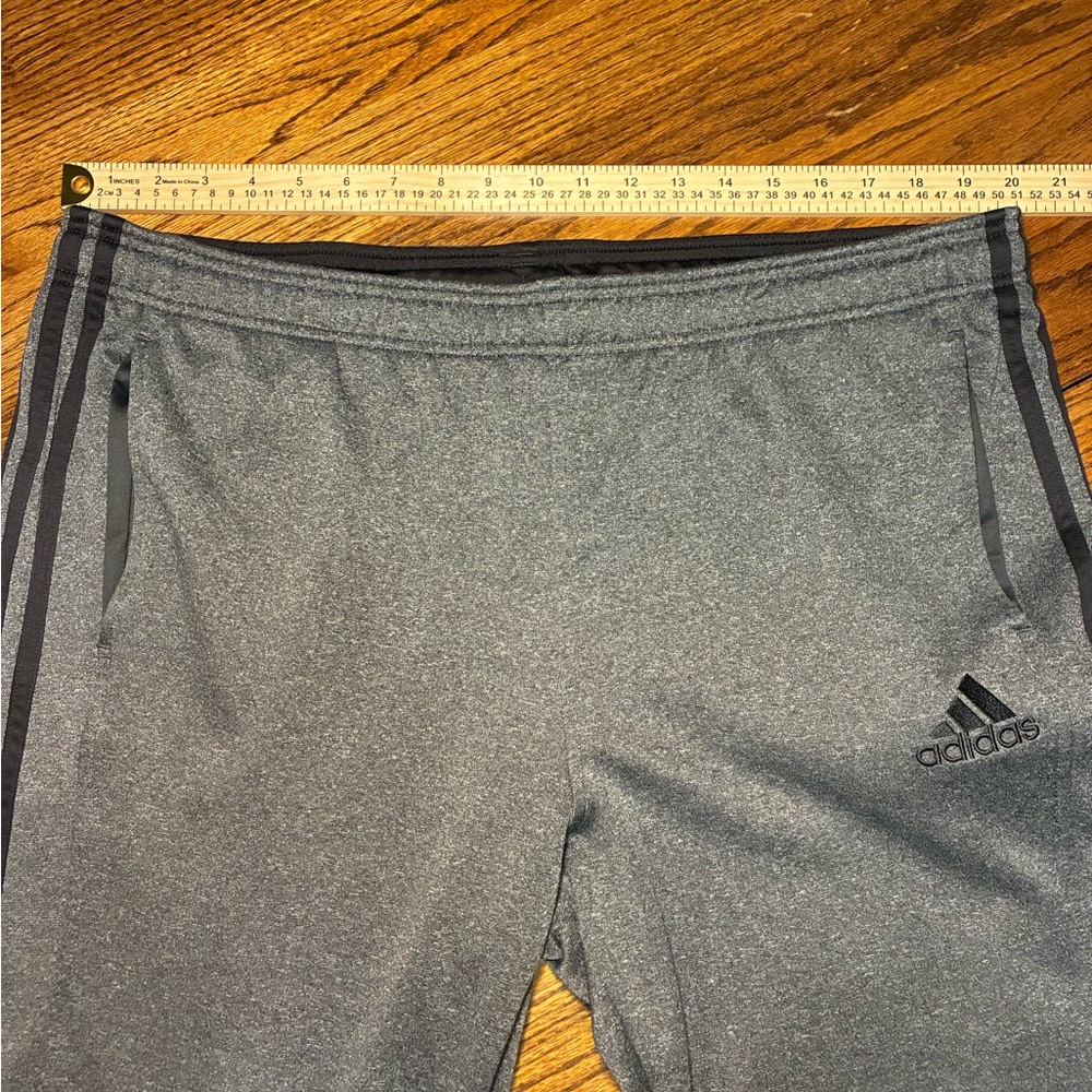 Adidas Mens XL‎ Gray Heathered Fleece Track Pants Sweatpants Triple Stripe Logo - Picture 2 of 6